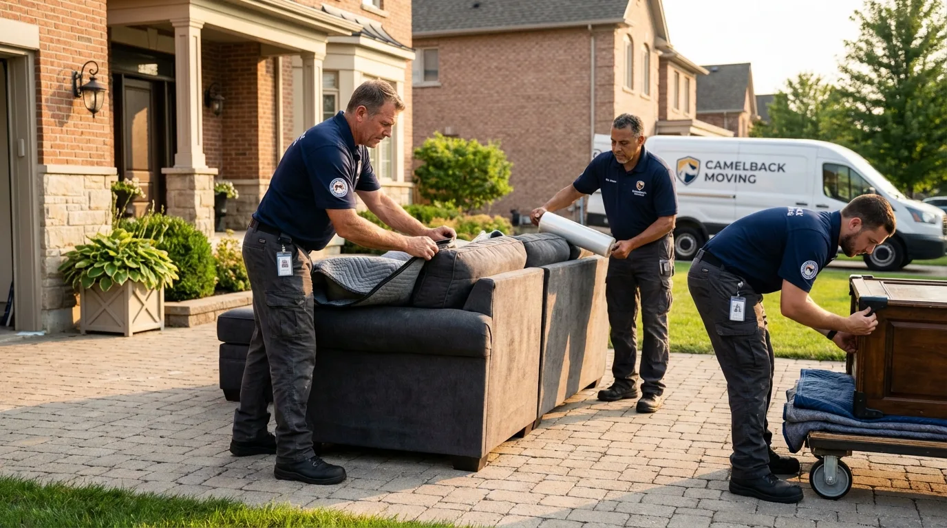 Large estate moving crew wrapping furniture in Saint Charles, IL
